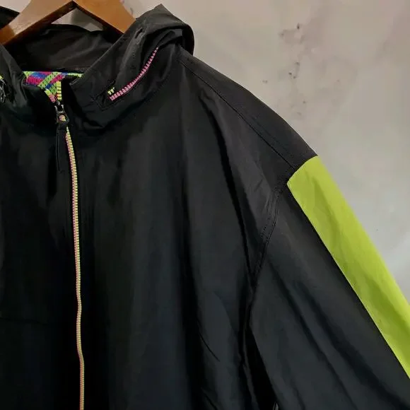 Chubbies Jacket Mens 2XL Black Green Pink Retro Windbreaker Zip Packable Hood - Picture 11 of 11